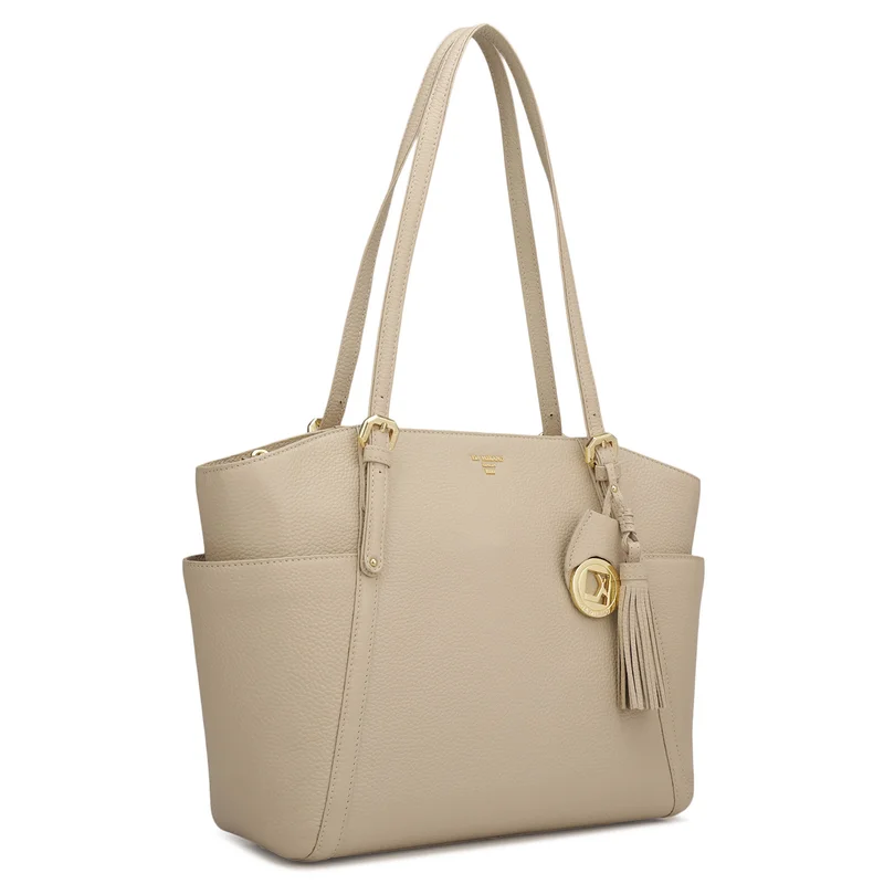 دا ميلانو حقيبة كتف جلدية متوسطة شمعية - حمامة